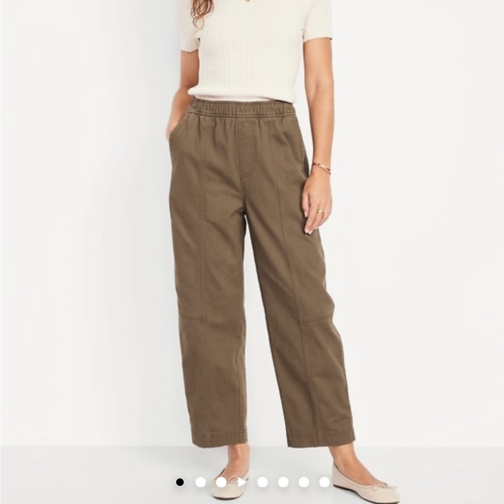 Old Navy Women’s High Waisted Dark Olive Barrel Pants